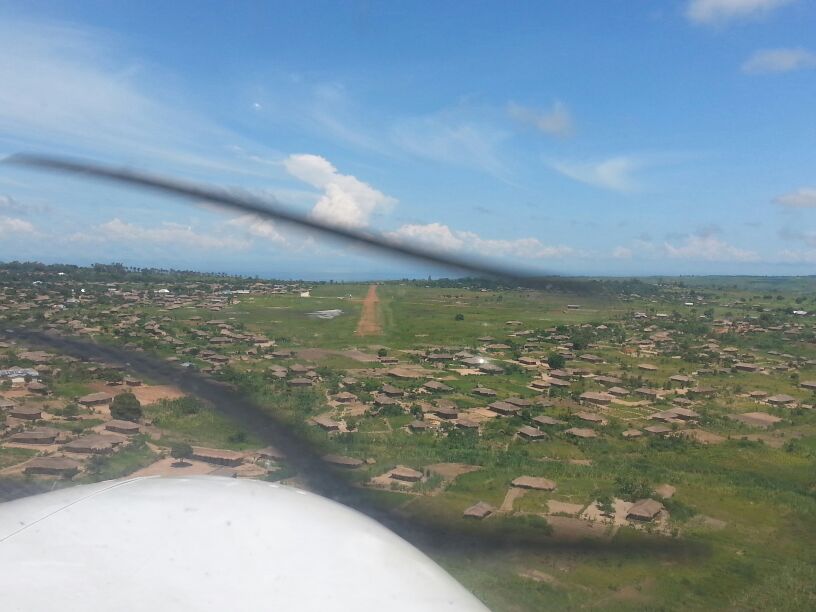 View of village from plane coming in for landing