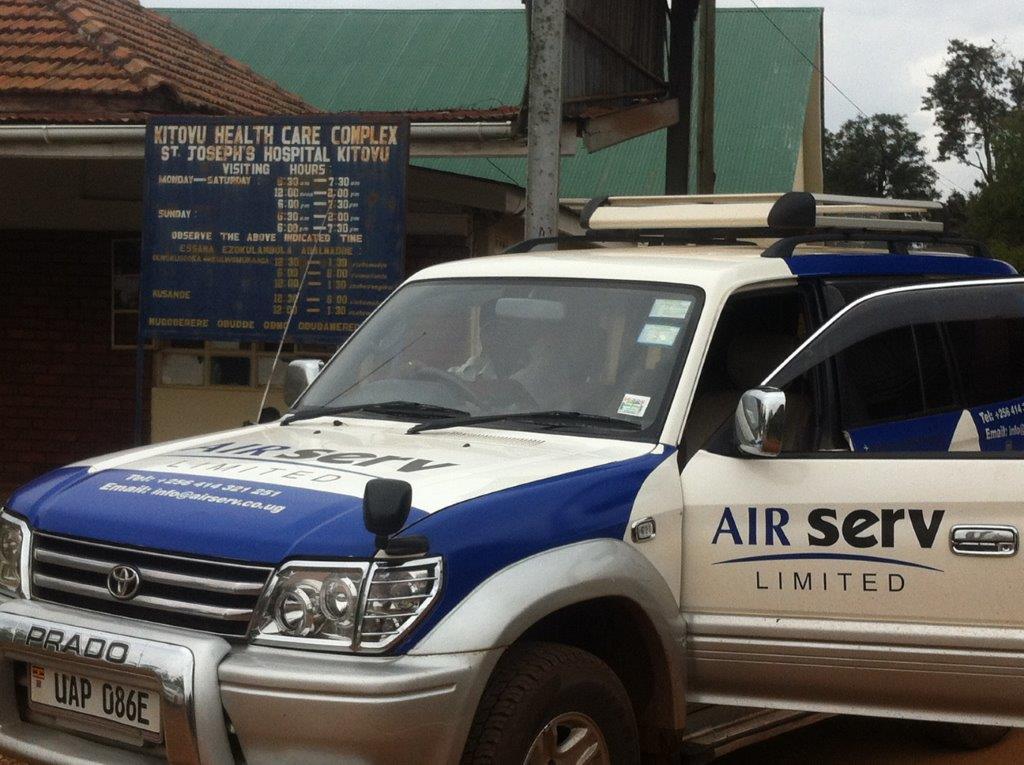 Air Serv Limited SUV at Kitovu Health Care Complex Relief Delivery